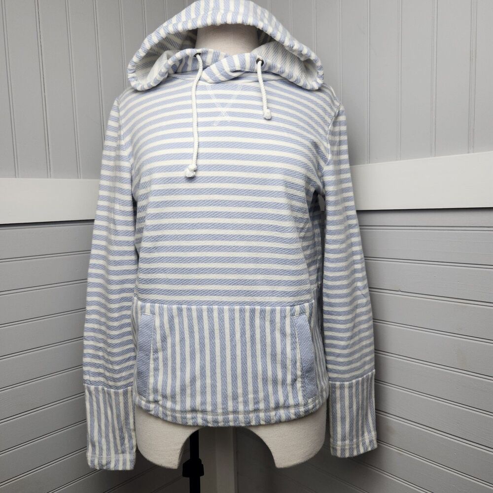 J.Crew Flip-Striped Hoodie Sweatshirt Knit Beach Pullover Women S Casual Coastal